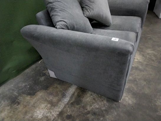 DESIGNER GREY FABRIC FIXED TWO SEATER SOFA WITH SCATTER CUSHIONS 