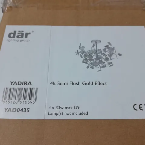 BOXED DAR LIGHTING YADIRA 4-LAMP SEMI FLUSH GOLD EFFECT