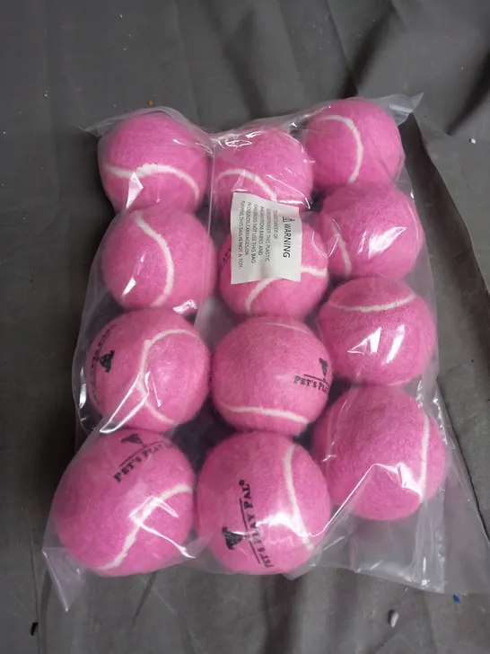 PET'S PLAY PAL BOX OF 12 PACKS OF TENNIS BALLS IN PINK X12 PER PACK