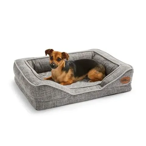 BAGGED ORTHOPAEDIC BOLSTER CUSHION PET BED IN GREY