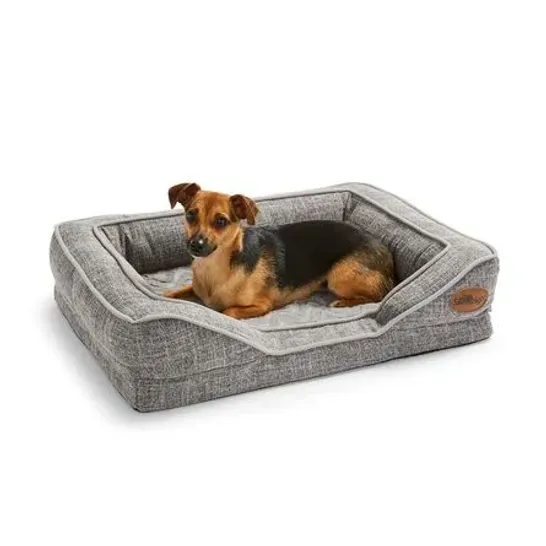 BAGGED ORTHOPAEDIC BOLSTER CUSHION PET BED IN GREY