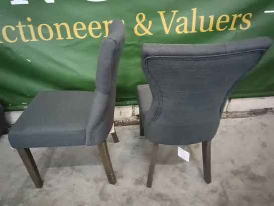 PAIR OF GREY FABRIC UPHOLSTERED DINING CHAIRS 