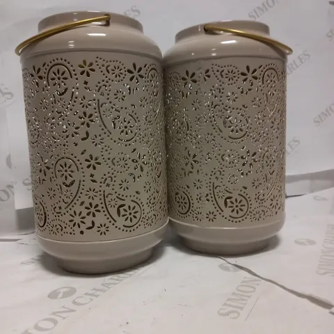 GARDEN REFLECTIONS SET OF 2 PATTERNED SOLAR LANTERNS, PAISLEY