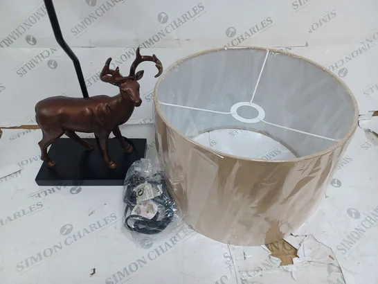 BOXED ALISON CORK ANIMAL TABLE LAMP - BRASS STAG