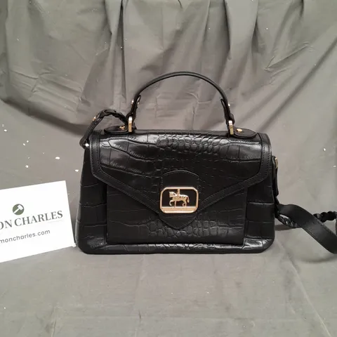 PAUL COSTELLOE DRESSAGE CROC LEATHER LADIES HANDBAG BLACK