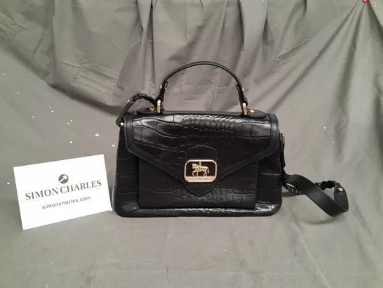 PAUL COSTELLOE DRESSAGE CROC LEATHER LADIES HANDBAG BLACK