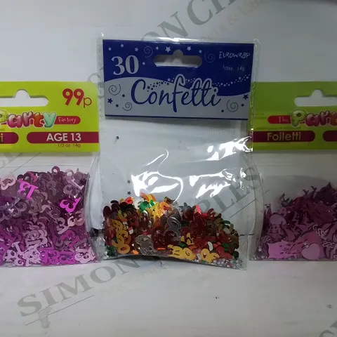 PALLET OF APPROXIMATELY 6800 ASSORTED CONFETTI ITEMS TO INCLUDE - THE PARTY FACTORY FOILETTI PRINCESS - EUROWRAP 30 CONFETTI - THE PARTY FACTORY FOILETTI AGE 13 ETC