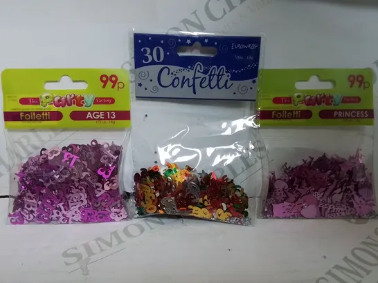 PALLET OF APPROXIMATELY 6800 ASSORTED CONFETTI ITEMS TO INCLUDE - THE PARTY FACTORY FOILETTI PRINCESS - EUROWRAP 30 CONFETTI - THE PARTY FACTORY FOILETTI AGE 13 ETC