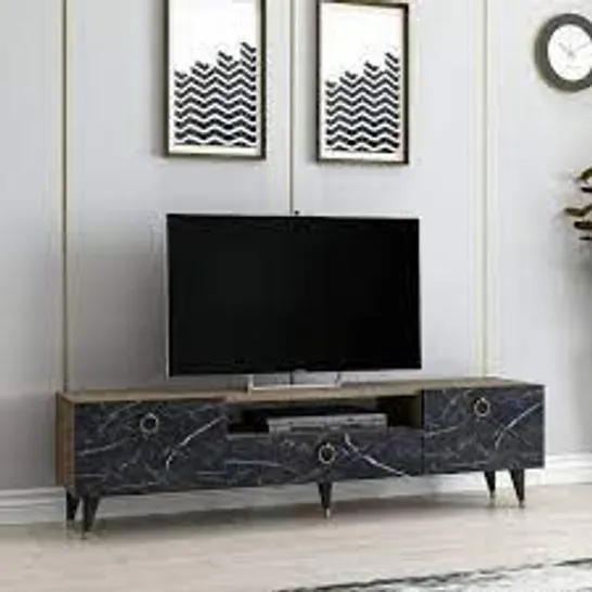 BOXED SUNY TV STAND AND MEDIA CONSOLE SAPPHIRE OAK