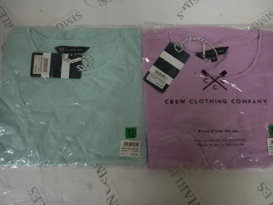 PAIR OF CREW CLOTHING PERFECT CREW SLUB T-SHIRTS - BOTH 12