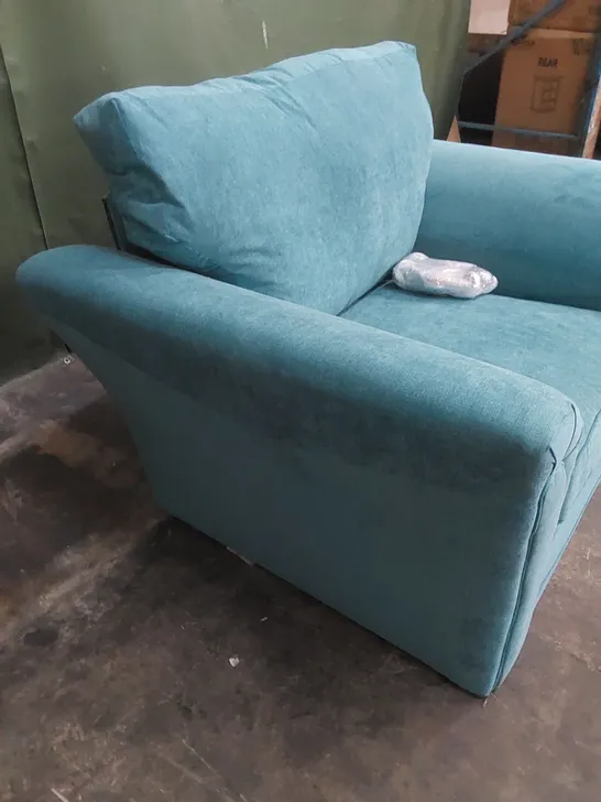 DESIGNER DURY FIXED BACK FABRIC UPHOLSTERED CHAIR - TEAL