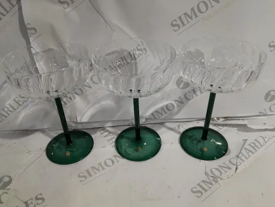 SET OF 4 DESSERT GLASSES GREEN