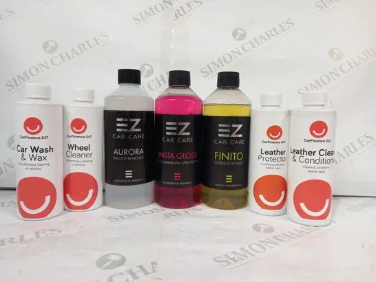 BOX OF APPROXIMATELY 5 ASSORTED CAR AND VEHICLE CARE PRODUCTS TO INCLUDE EZ CAR CARE FINITO INTERIOR DETAILER, LEATHER PROTECTOR, ETC - COLLECTION ONLY