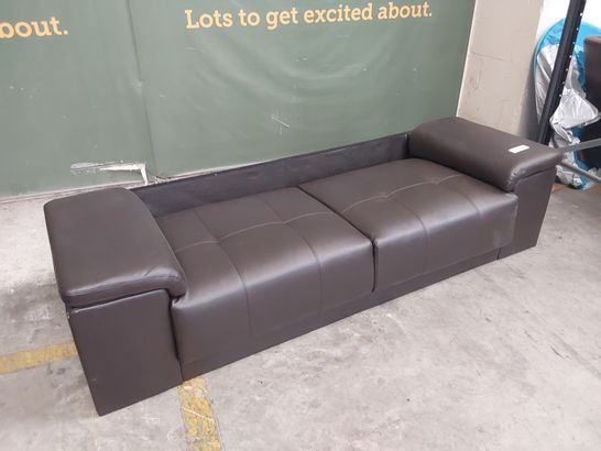 DESIGNER BROWN LEATHER 3 SEATER SOFA BASE ONLY