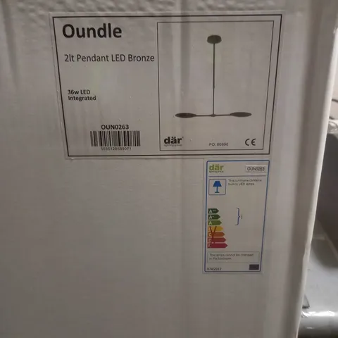 BRAND NEW DAR OUNDLE 2 LIGHT PENDANT LED BRONZE