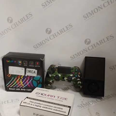 BOX OF APPROXIMATELY 5 ASSORTED ITEMS TO INCLUDE E-CIG, GAMING CONTROLLER, LED STRIPS ETC