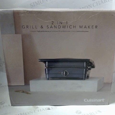 CUISINART 2-IN-1 GRILL AND SANDWICH MAKER, NON-STICK REMOVABLE PLATES, MIDNIGHT GREY, GRSM4U