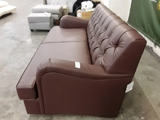 QUALITY DESIGNER FOXCOTE 3 SEATER SOFA BED - BROWN LEATHER