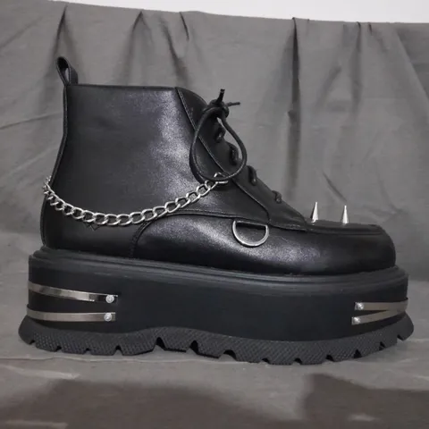 PAIR OF KOI LACE UP BOOTS IN BLACK SIZE 6