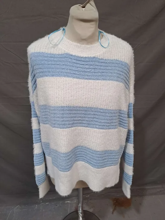 IZABEL WIDE STRIPE JUMPER IN WHITE/BLUE SIZE 10