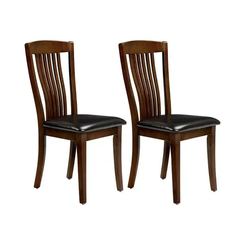 BOXED PAIR CROMWELL SLAT BACK DINING CHAIRS MAHOGANY FINISH (SET OF 2 IN 1 BOX)