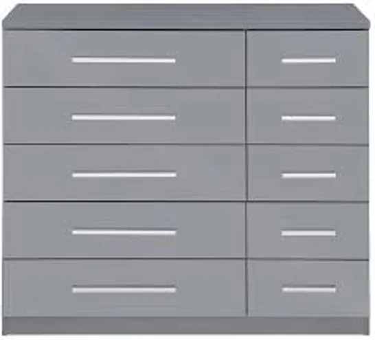 BOXED PRAGUE GLOSS GREY 5+5 DRAWER CHEST (2 BOXES)  RRP £299.99