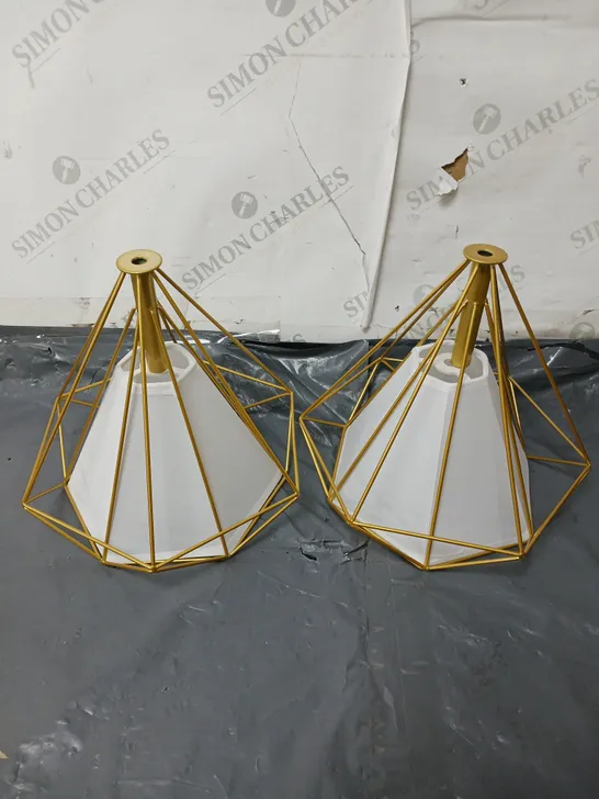 DESIGNER GOLD COLOUR WIRE SHADES TWIN SET 