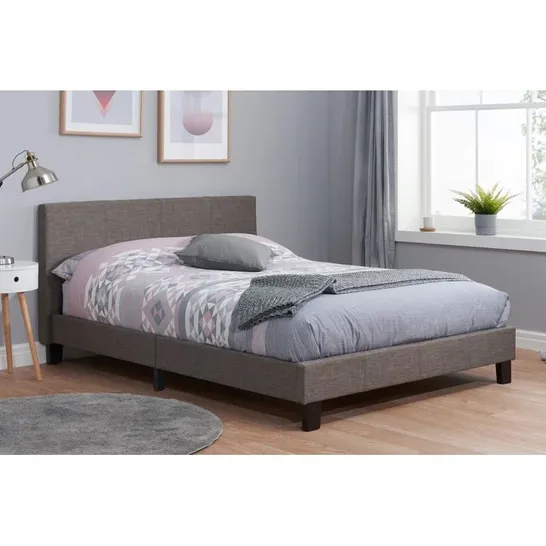 BOXED CANDELARIO UPHOLSTERED BED FRAME DOUBLE - GREY