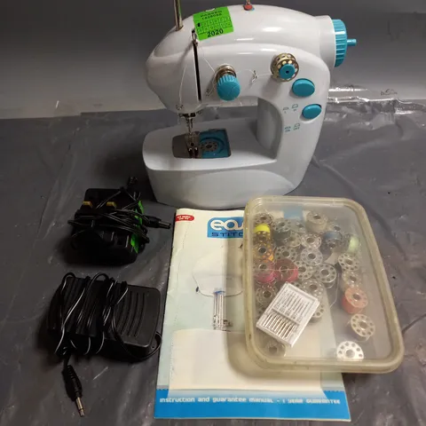 BOXED EASY STITCH LIGHTWEIGHT MINI PORTABLE SEWING MACHINE IN WHITE/BLUE