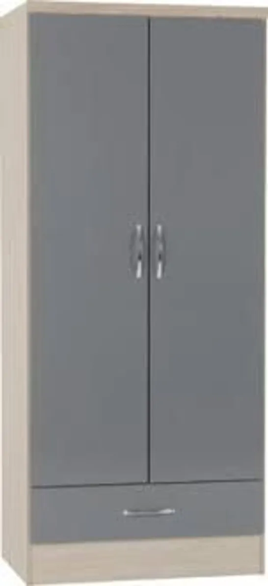 (BOXED) NEVADA 2 DOOR WARDROBE COLOUR: GREY GLOSS