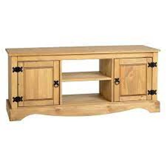 BOXED - CORONA PINE 2-DOOR 1-SHELF TV CABINET