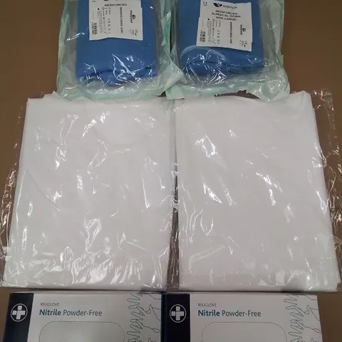 PALLET OF APPROXIMATELY 500 ASSORTED BRAND NEW MEDICAL ITEMS TO INCLUDE - DISPACK REINFORCED SURGICAL GOWNS LARGE - POWDER FREE GLOVES SMALL - ARA-60XL DISPOSABLE GOWNS