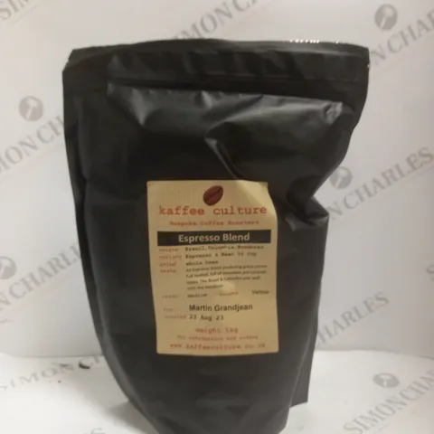 SEALED KAFFEE CULTURE ESPRESSO BLEND WHOLE BEANS - 1KG