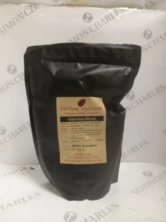 SEALED KAFFEE CULTURE ESPRESSO BLEND WHOLE BEANS - 1KG