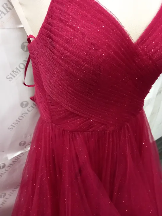 RED GLITTER OCCASIONAL DRESS - 4