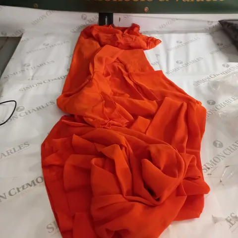 PRETTY LITTLE THING BRIGHT ORANGE PLUNGE FRILL DRESS