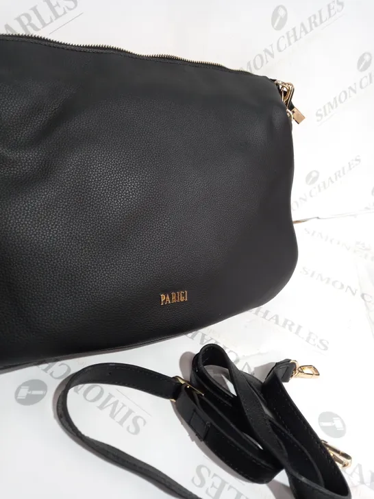 PARIGI BLACK & GOLD DETAILING HAND BAG WITH EXTRA STRAP