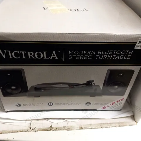 BOXED VICTROLA MO0DERN BLUETOOTH STEREO TURNTABLE ITUT-420 B