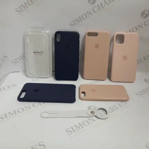 LOT OF 6 APPLE CASES FOR ASSORTED IPHONES + 1 AIRTAG LOOP