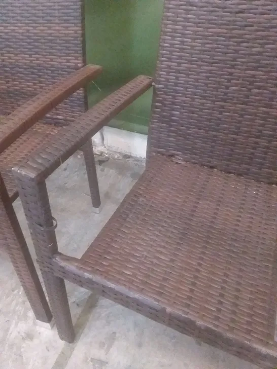 X4 RATTAN EFFECT GARDEN CHAIRS BROWN