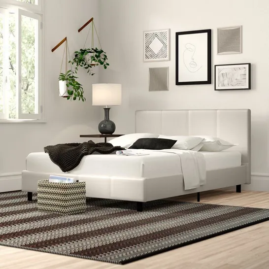 BOXED MORGANA WHITE UPHOLSTERED BED FRAME KINGSIZE - WHITE (1 BOX)