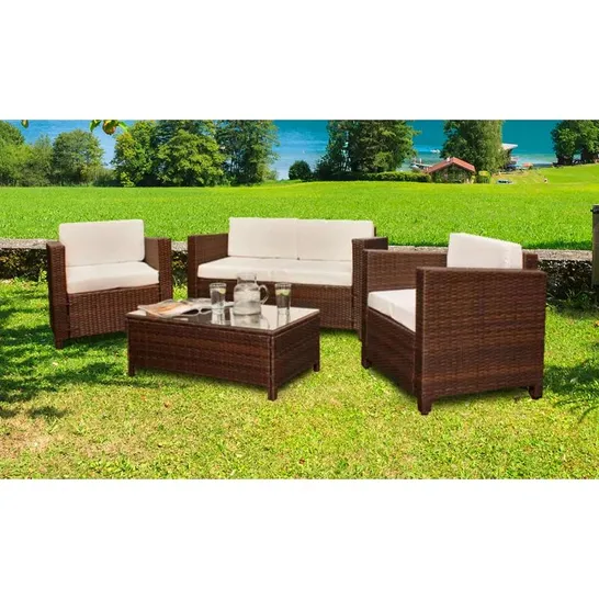 BOXED GATLAND 4 PERSON GARDEN LOUNGE SET (TOSCANA RATTAN SET) IN BROWN MODEL 50407 (2 BOXES)