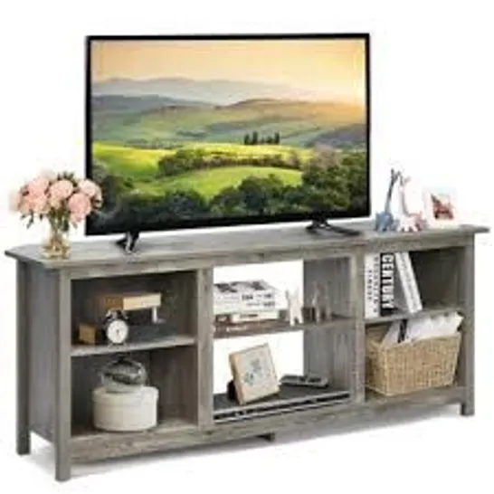 BOXED COSTWAY TV STAND FOR TVS UP TO 65 INCHES WITH 6 OPEN SHELVES - GREY