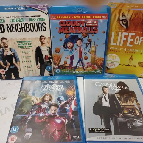 LOT OF FIVE TO INCLUDE BAD NEIGHBOURS DVD, LIFE OF PI , AVENGERS ASSEMBLE , ETC