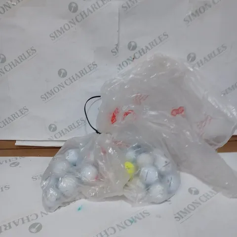 LOT TO CONTAIN APPROXIMATELY 30-40 ASSORTED GOLF BALLS, COLOURS & BRANDS MAY VARY