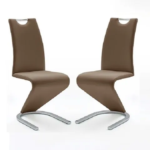 AMADO Z SHAPE DINING CHAIR IN BROWN FAUX LEATHER WITH CHROME BASE (1 BOX)