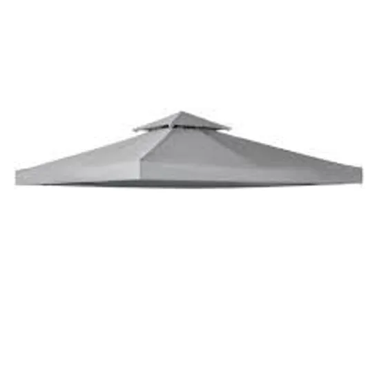 BOXED OUTSUNNY 3(M) GAZEBO TOP COVER DOUBLE TIER CANOPY REPLACEMENT PAVILION ROOF LIGHT GREY