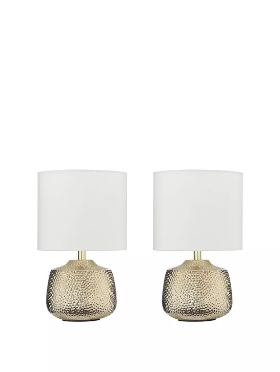 SET OF 2 DESIGNER HAMMER METAL TOUCH TABLE LAMP RRP £55