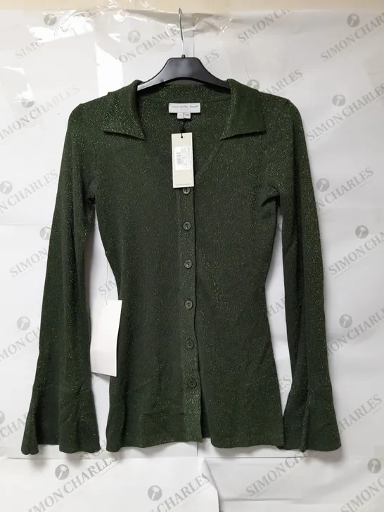 NEVER FULLY DRESSED LADIES CARDIGAN GREEN WITH GLITTER DETAIL SIZE S