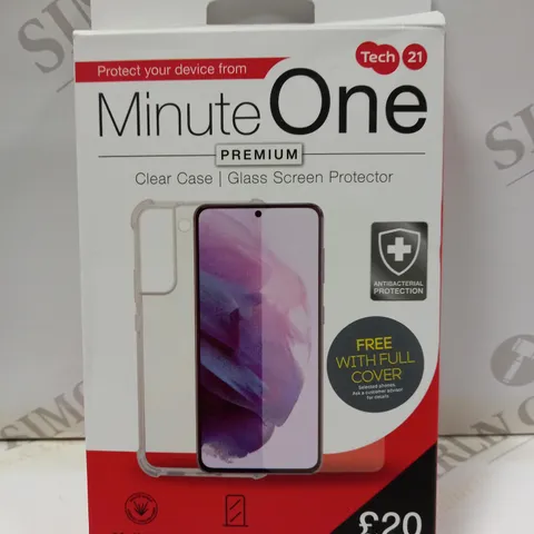 BOX OF APPROX 10 TECH 21 MINUTE ONE PREMIUM PHONE CASE AND SCREEN PROTECTOR FOR ASSORTED PHONES